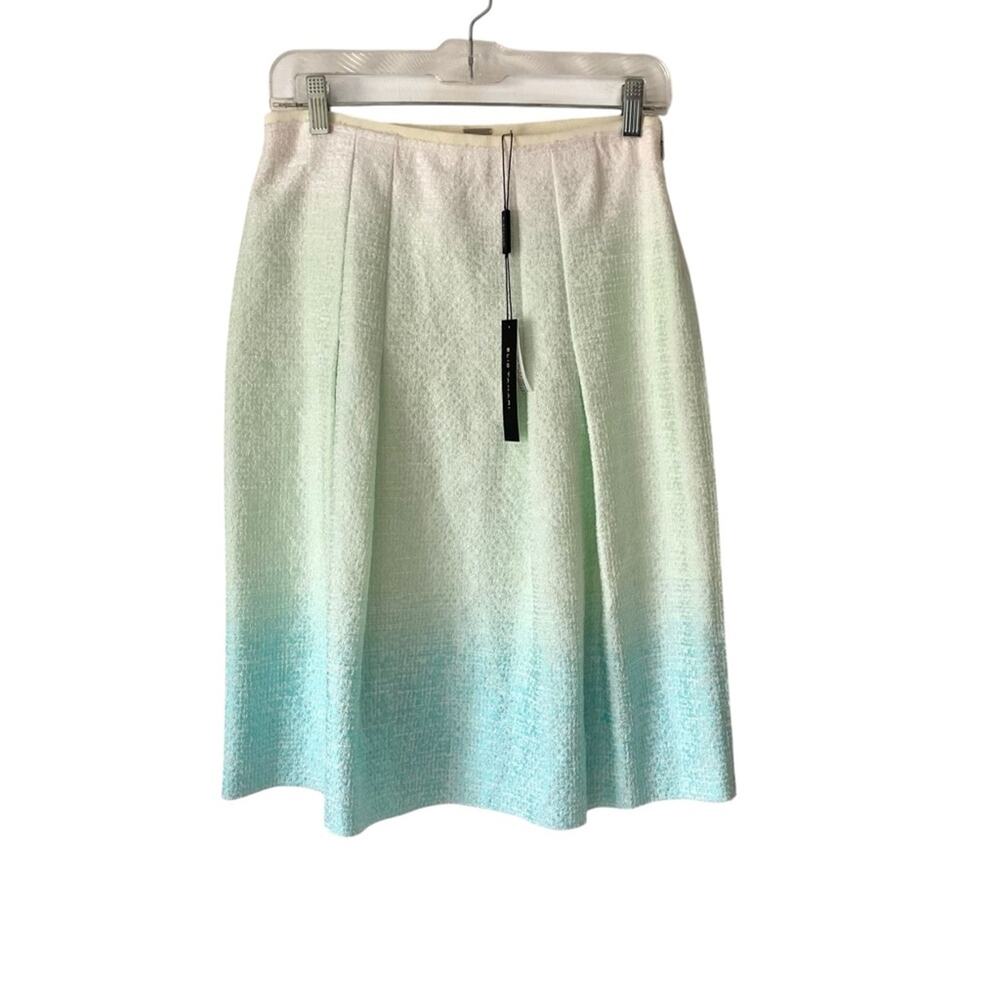 Elie Tahari NWTs Dillan A-Line Textured Ombré Skirt size 2 Cream Blue